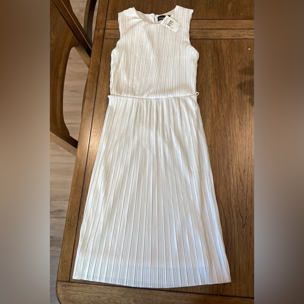 NWT Nordstrom White Pleated Midi Dress Shimmer